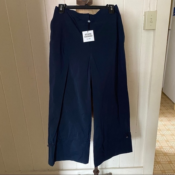 Opening Ceremony Pants - NEW OPENING CEREMONY sz M Blue Nylon Ruffle Track Pant